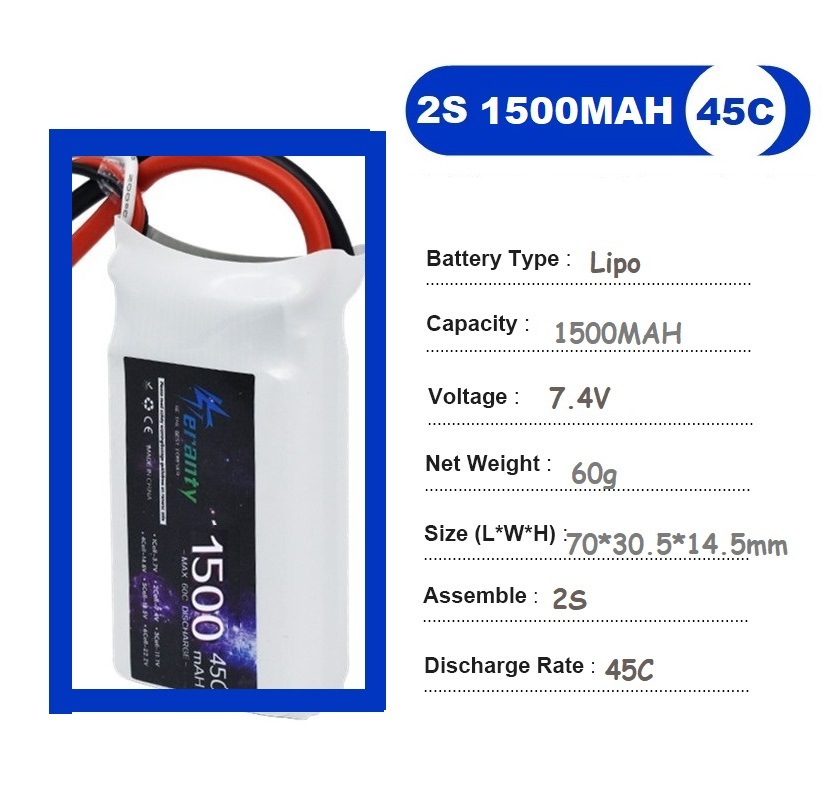 2PCS 7.4V Lipo 2S Battery 1500 - Drone Lipo Battery incelemesi ve fiyatı